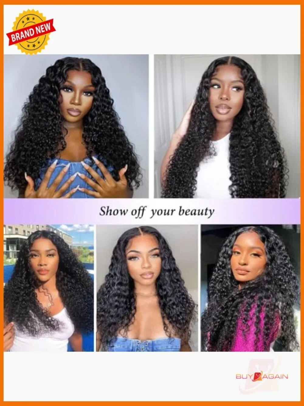V Part Curly Wig Human Hair 180% Density Glueless Wear and Go Half Wig 16in